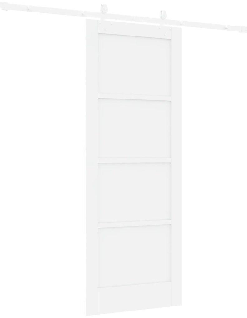 vidaXL Συρόμενη Πόρτα με Σετ Εξαρτημάτων Λευκή 78x202 εκ. Συμπαγές Ξύλο Πεύκου