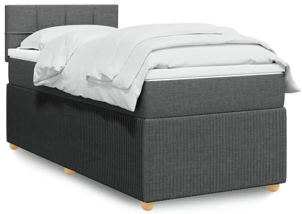 vidaXL Κρεβάτι Boxspring με Στρώμα Σκούρο Γκρι 80x200 εκ. Υφασμάτινο