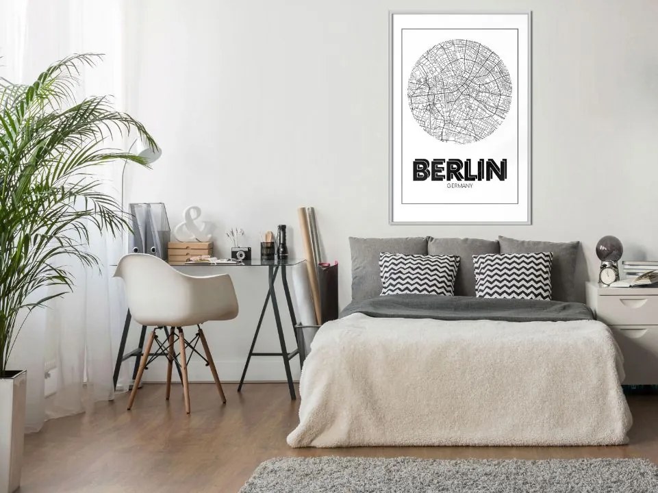 Αφίσα - City Map: Berlin (Round) - 20x30 - Χρυσό - Με πασπαρτού