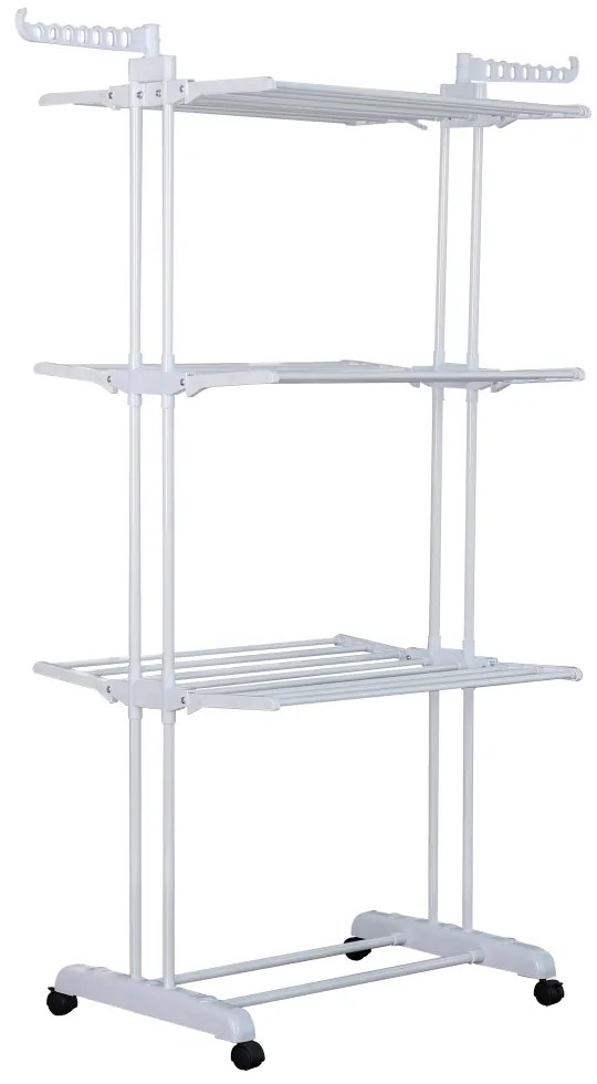 Herzberg Πτυσσόμενη Απλώστρα με Ρόδες Λευκή HG-8034-WHT