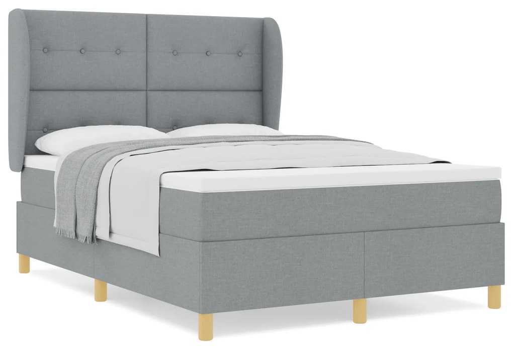 vidaXL Κρεβάτι Box Spring με Στρώμα Γκρι Ανοιχτό 140x200 εκ. Υφασμάτινο