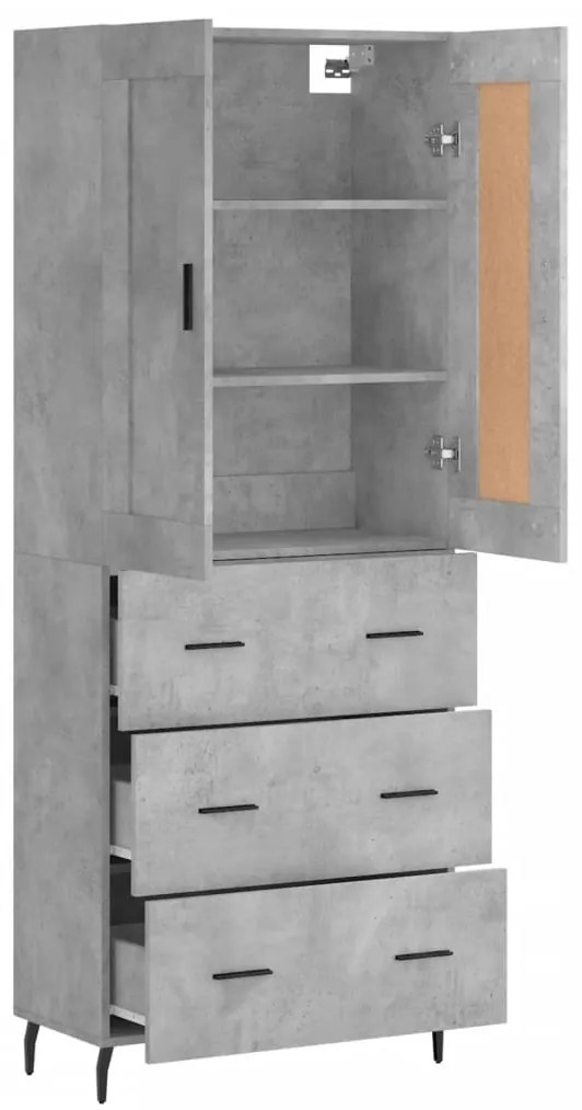 vidaXL Ντουλάπι Γκρι Σκυροδέματος 69,5x34x180 εκ. Επεξεργασμένο Ξύλο