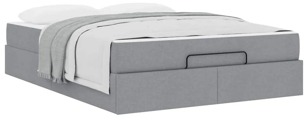 vidaXL Σκελετός κρεβατιού με στρώμα 2 pcs Ανοιχτό γκρι ύφασμα