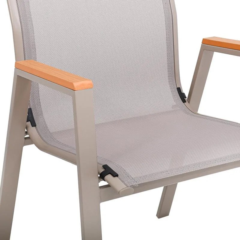 Καρέκλα FL5050 Fylliana Textilene Μπέζ - Γκρί 61x56x90 εκ. 61x56x90 εκ.