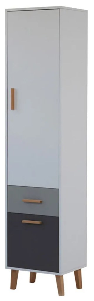 Ραφιέρα Timmy 2D1S Λευκό-Γραφίτη-Γκρι 46.8x36x199cm