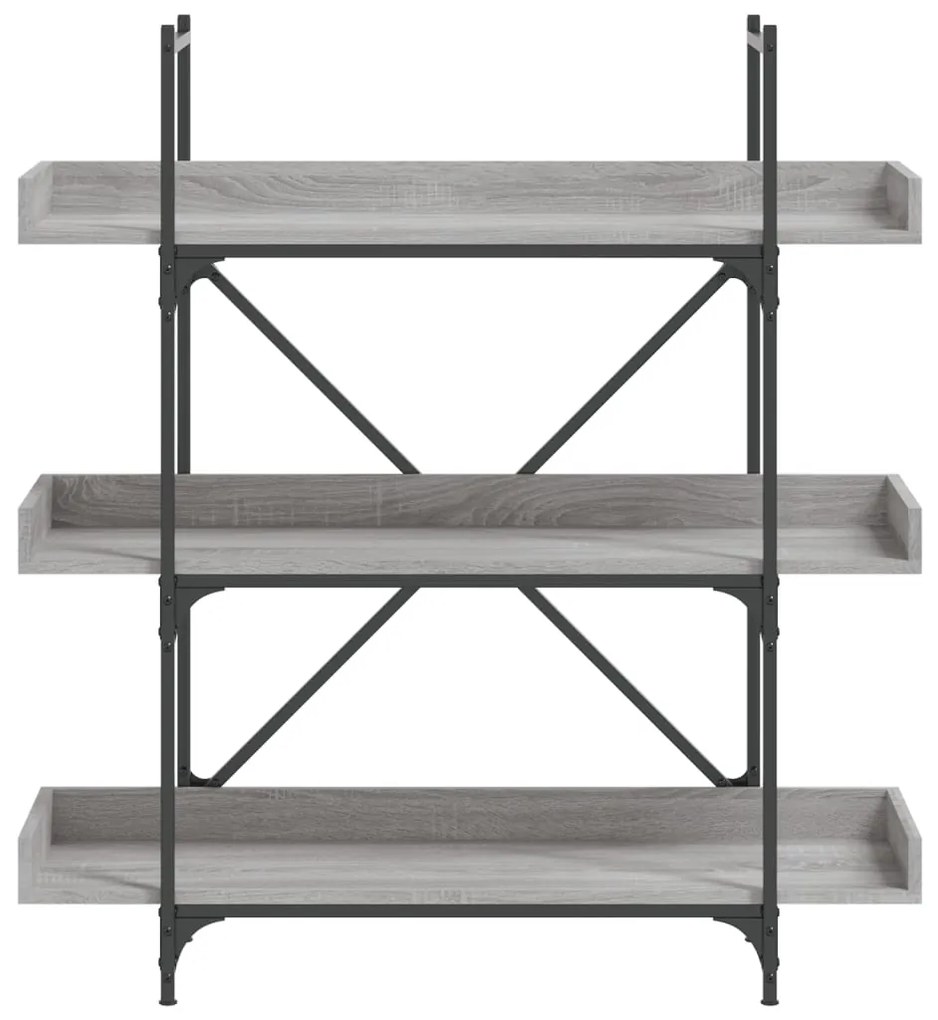 vidaXL Βιβλιοθήκη 3 Επιπέδων Γκρι Sonoma 100x33x108,5εκ. Επεξεργ. Ξύλο