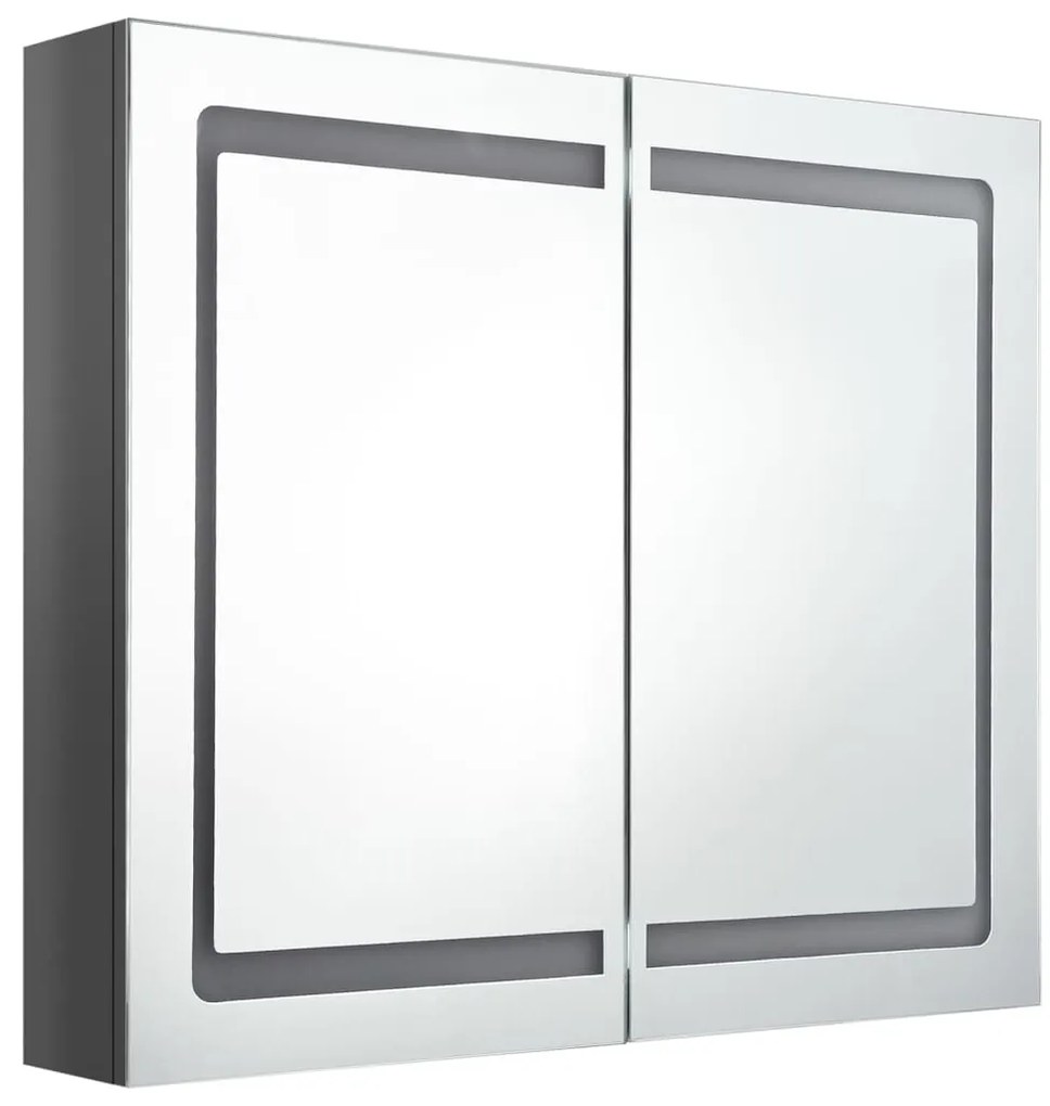 vidaXL Καθρέφτης Μπάνιου με Ντουλάπι &amp; LED Λαμπερό Γκρι 80x12x68 εκ.