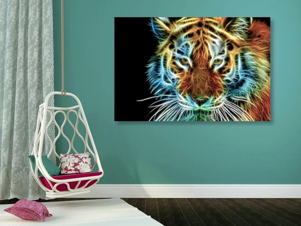 Εικόνα του κεφαλιού μιας τίγρης σε αφηρημένο σχέδιο - 120x80