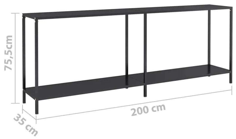 Τραπέζι Κονσόλα Μαύρο 220 x 35 x 75,5 εκ. από Ψημένο Γυαλί - Μαύρο