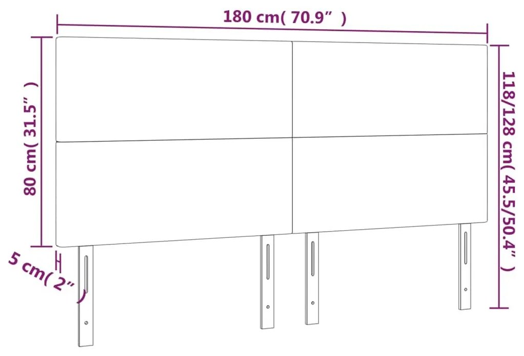 Κεφαλάρια Κρεβατιού 4 τεμ. Μαύρο 90x5x78/88 εκ. Υφασμάτινο - Μαύρο