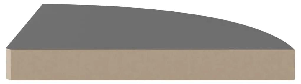 vidaXL Ράφια Τοίχου Γωνιακά 4 Τεμ. Γυαλιστερό Γκρι 35x35x3,8 εκ. MDF