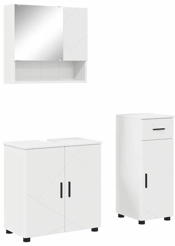 vidaXL Σετ Επίπλων Μπάνιου με συρτάρι 3 pcs Λευκό 61 x 35 x 64 εκ.