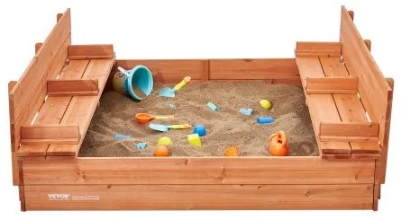 VEVOR Wooden Sandbox Sand Box Sand Pit with Bottom Liner for Outdoor Ages 3-12
