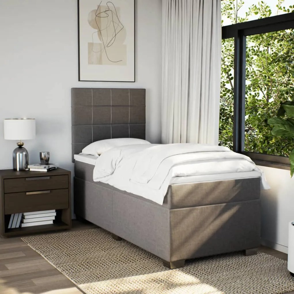 vidaXL Κρεβάτι Boxspring με Στρώμα Taupe 90x190 εκ.Υφασμάτινο