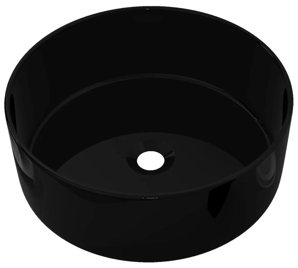 vidaXL Νιπτήρας Στρογγυλός Μαύρος 40 x 15 εκ. Κεραμικός