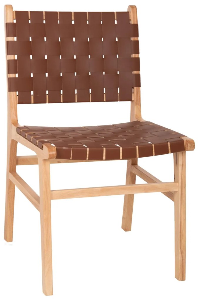 Καρέκλα FELIPE Ξύλο Τοοn με Καφέ PU 49x59x86Yεκ. 49x59x86 εκ.