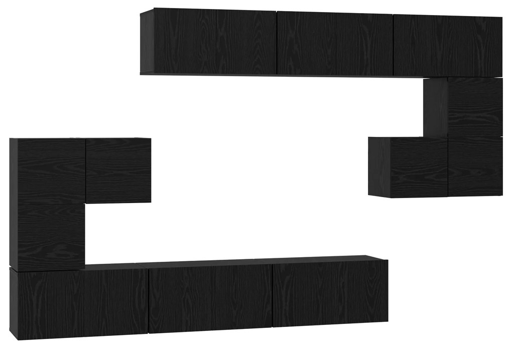 vidaXL Σετ Τηλεοπτικής Ντουλάπας 10 pcs Μαύρη Δρυς 180 x 30 x 90.5 εκ