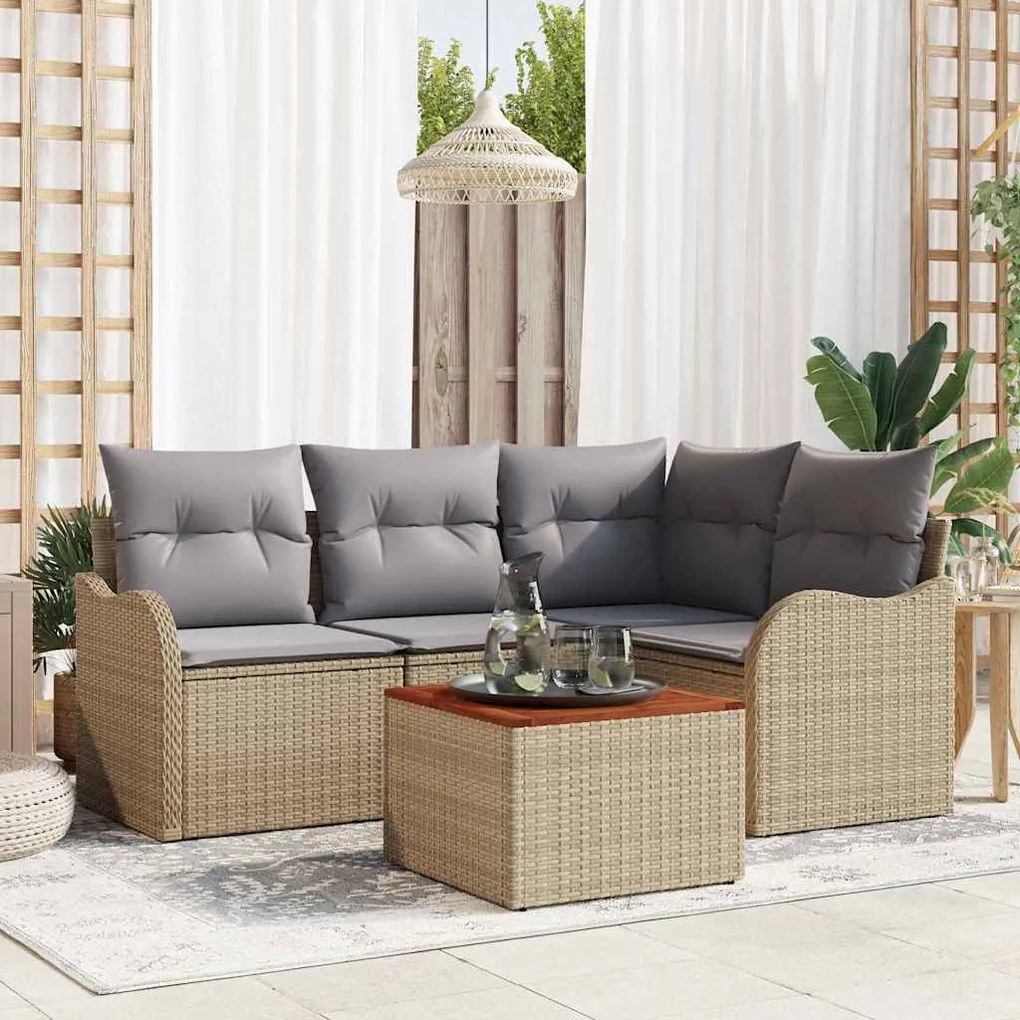 vidaXL Σετ Καναπέ Κήπου 5 pcs Beige, ανοιχτό γκρι