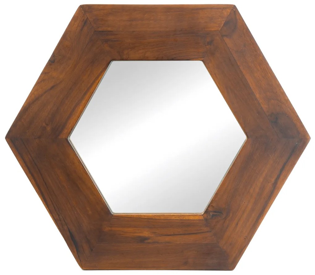 Artekko Mirror Καθρέφτης Τοίχου από Ξύλο Teak MDF Καφέ (47x47x1.9)cm - 85824-BROW - 85824-BROW