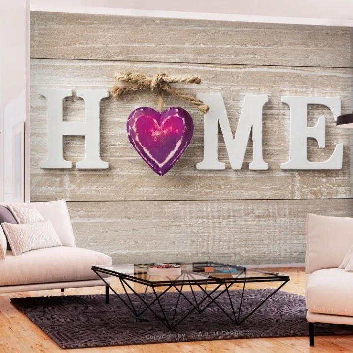 Αυτοκόλλητη φωτοταπετσαρία - Home Heart (Violet) - 343x245