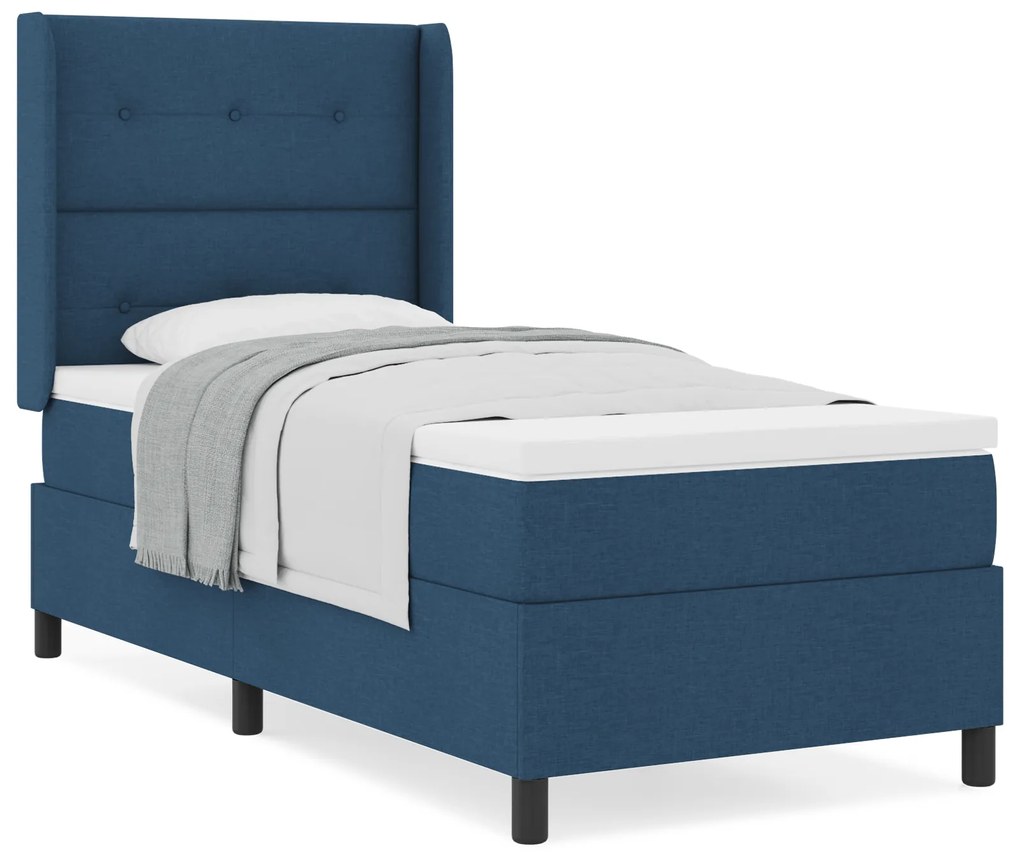 vidaXL Kρεβάτι Box Spring με Στρώμα  Μπλε 90x200 εκ. Υλικό