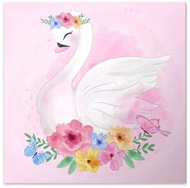 Πίνακας σε καμβά "Baby Swan" Megapap ψηφιακής εκτύπωσης 40x40x3εκ.-GP033-0105