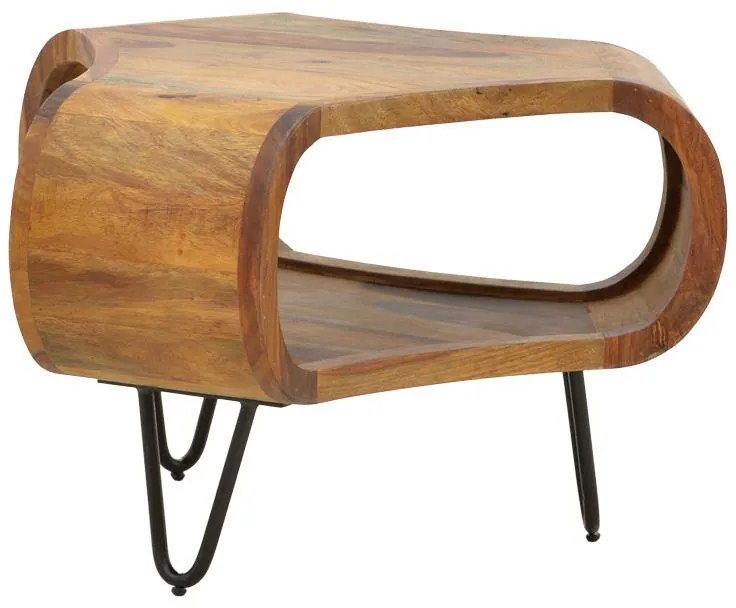 Τραπεζάκι Σαλονιού Merck απο Μασίφ Ξύλο Sheesham σε Καρυδί με Μαύρα Μεταλλικά Πόδια Φ55x38εκ. 55x55x38 εκ.