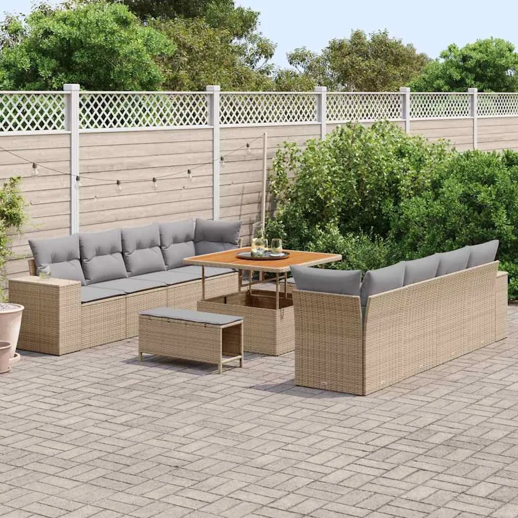 vidaXL Σετ Καναπέ Κήπου 11 pcs Μπεζ, Ανοιχτό Γκρι 100 x 100 x 71 cm