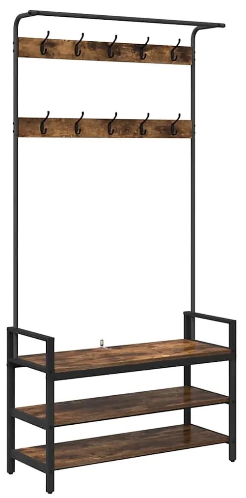 vidaXL Κρεμάστρα Καπνιστό Δρύς 95 x 34 x 184 εκ Επεξεργασμένο ξύλο