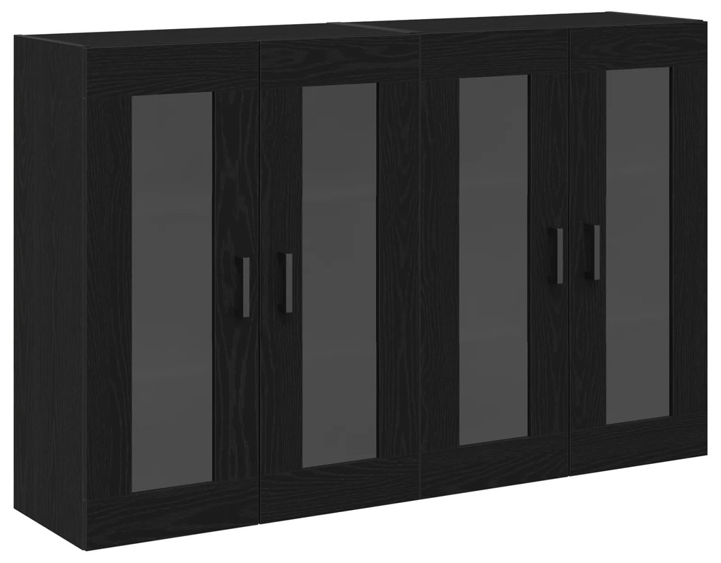 vidaXL Τοίχοι Βαθιά Κ cabinets 2 τεμάχια Μαύρο Δρυς 69,5x34x90 εκ Μηχανικής Ξυλείας