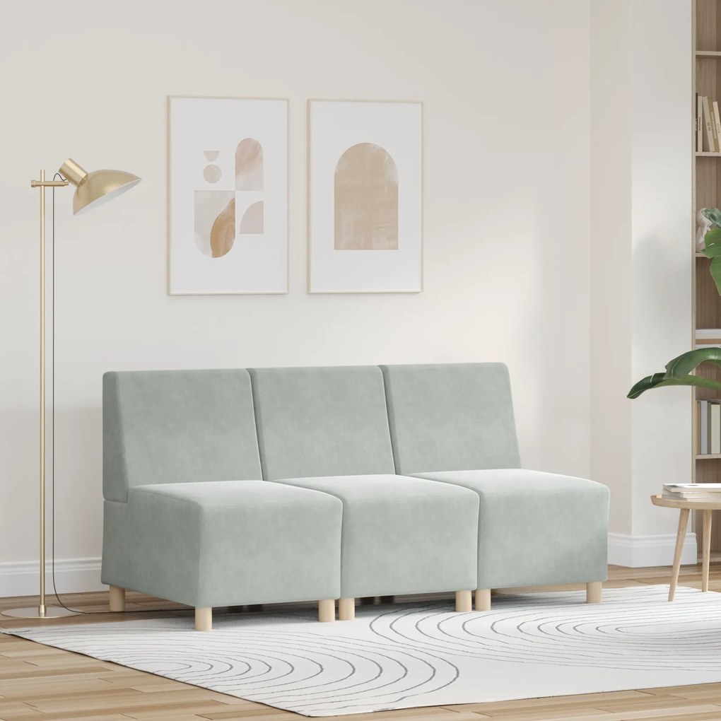 vidaXL Καναπέδες 3 pcs Ανοιχτό γκρι 55 x 74 x 82 εκ. Βελούδο