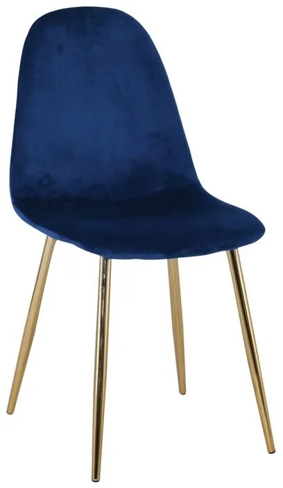 CELINA Καρέκλα Χρώμιο Χρυσό, Velure Μπλε  45x54x85cm ΕΜ907,5GV
