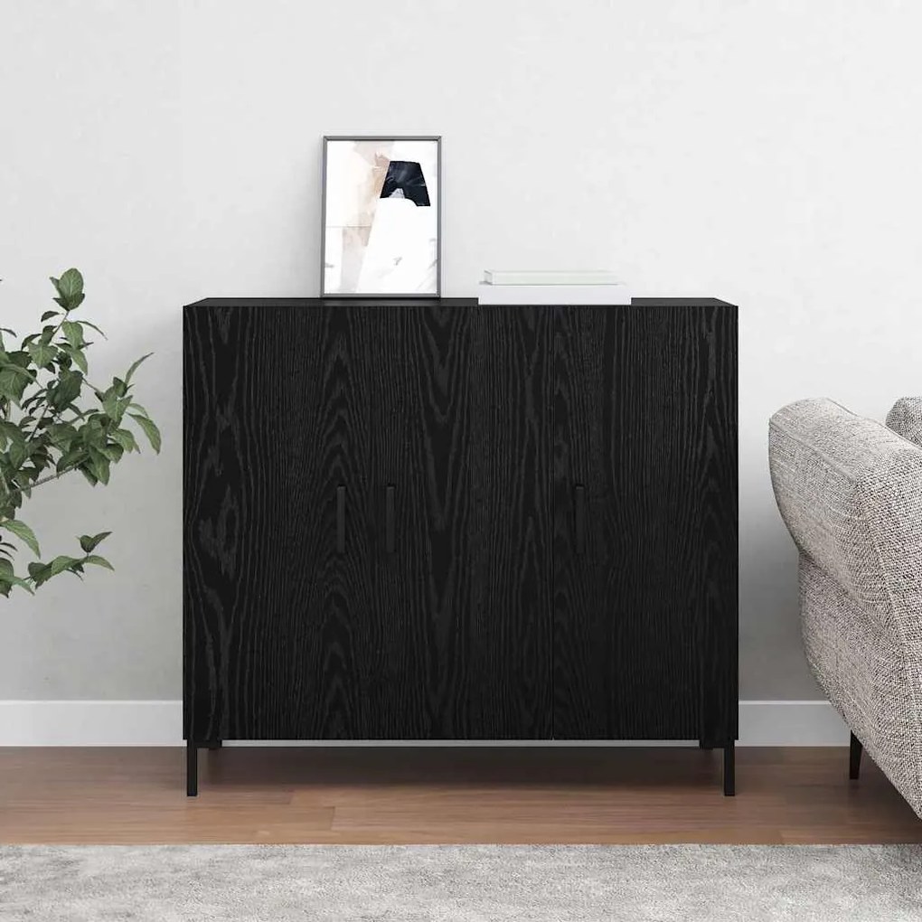 vidaXL Πλαϊνό γραφείο Μαύρο 90 x 34 x 80 εκ. Επεξεργασμένο ξύλο