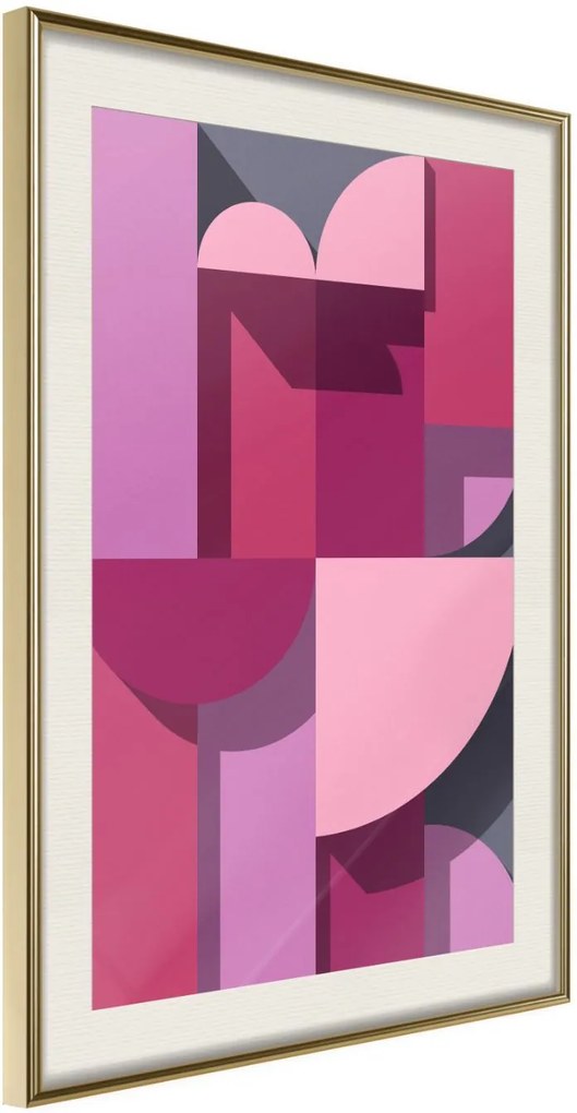 Αφίσα - Pink Geometry - 20x30 - Χρυσό - Με πασπαρτού