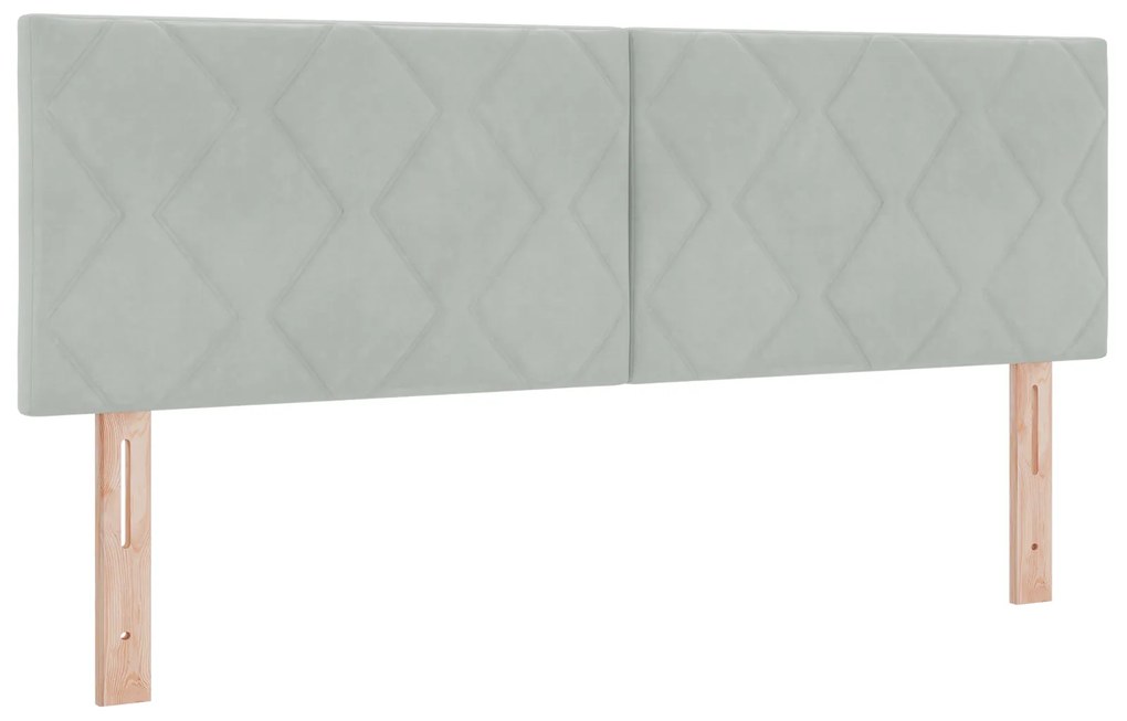 vidaXL LED Υποκολάτζα Σχέδιο Διαμαντιών Ανοιχτό Γκρι 160 εκ Βελούδο