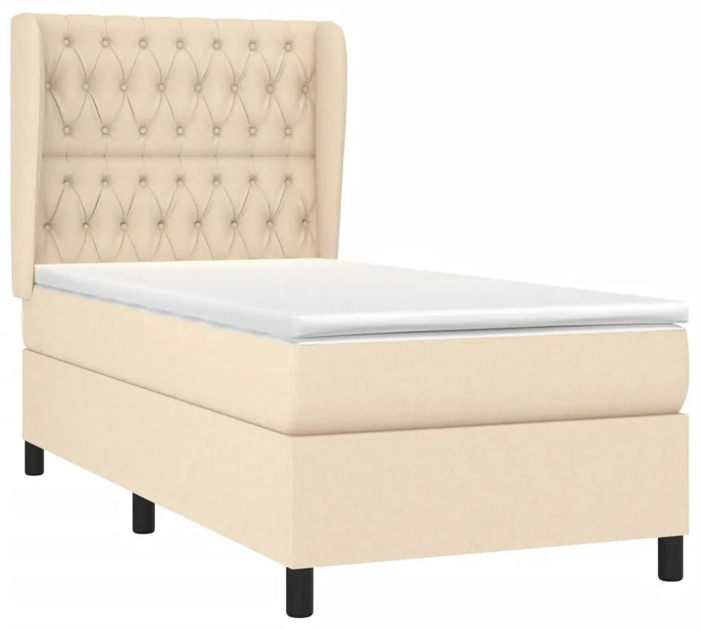 ΚΡΕΒΑΤΙ BOXSPRING ΜΕ ΣΤΡΩΜΑ ΚΡΕΜ 90X190 ΕΚ.ΥΦΑΣΜΑΤΙΝΟ 3128170