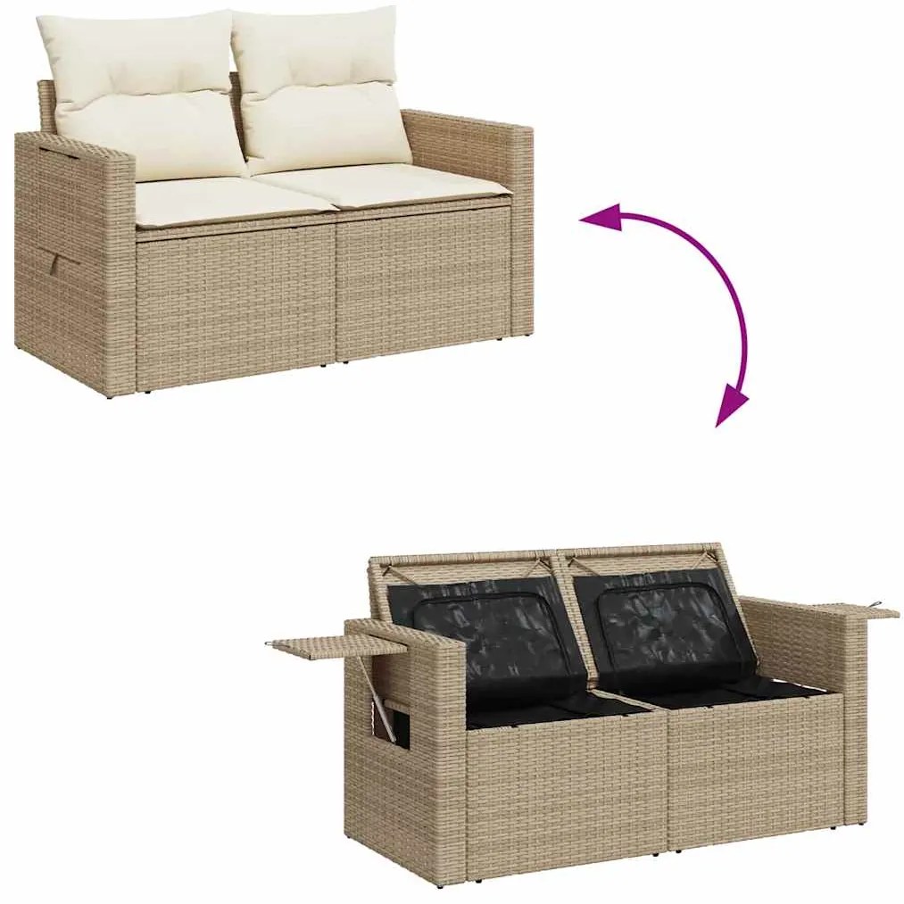 vidaXL Σετ Καναπέ Κήπου 6 τεμ. Μπεζ Συνθετικό Ρατάν με Μαξιλάρια