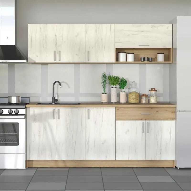 Σύνθεση Κουζίνας Tamara 200 Artisan Oak - Λευκό Δρύς 200x60x199,5 εκ. 200x60x199.5 εκ.