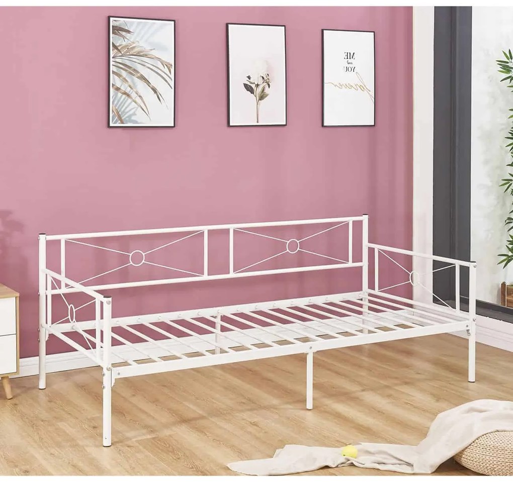 QUEEN Daybed Κρεβάτι Μέταλλο Βαφή Άσπρο   1τμχ
