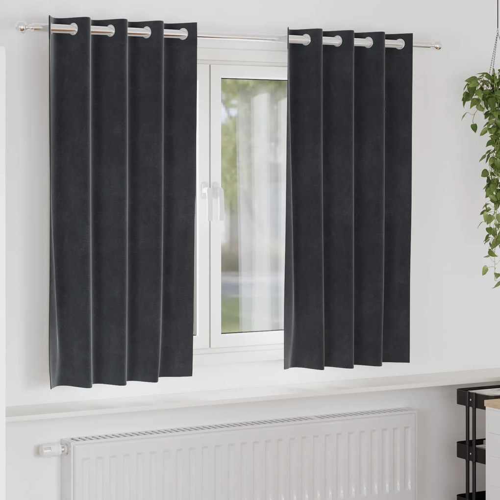vidaXL Kourecine Blackout με Μάτια 2 τεμάχια Σκούρο Γκρι Βελούδο