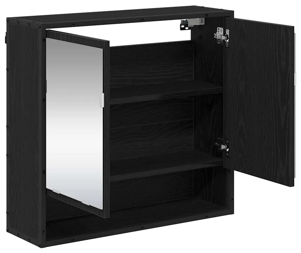 vidaXL Ράφι Τοίχου με ράφι Επιτοίχιο Μαύρη Οξυά 65 x 20 x 60 εκ