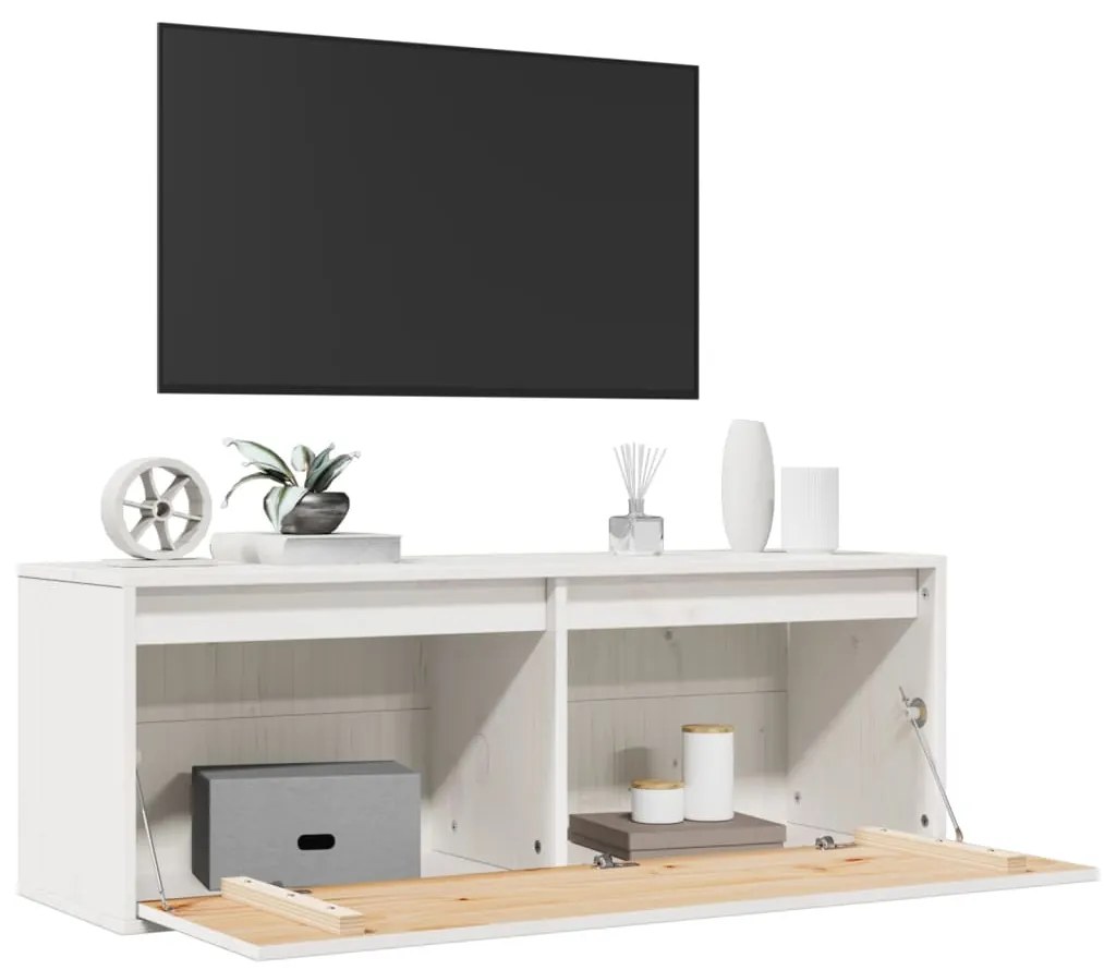 vidaXL Ντουλάπι Τοίχου Λευκό 100 x 30 x 35 εκ. από Μασίφ Ξύλο Πεύκου