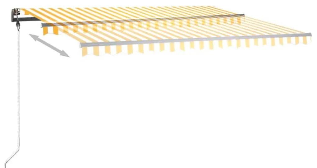 Τέντα Συρόμενη Χειροκίνητη με LED Κίτρινο / Λευκό 450 x 350 εκ. - Κίτρινο