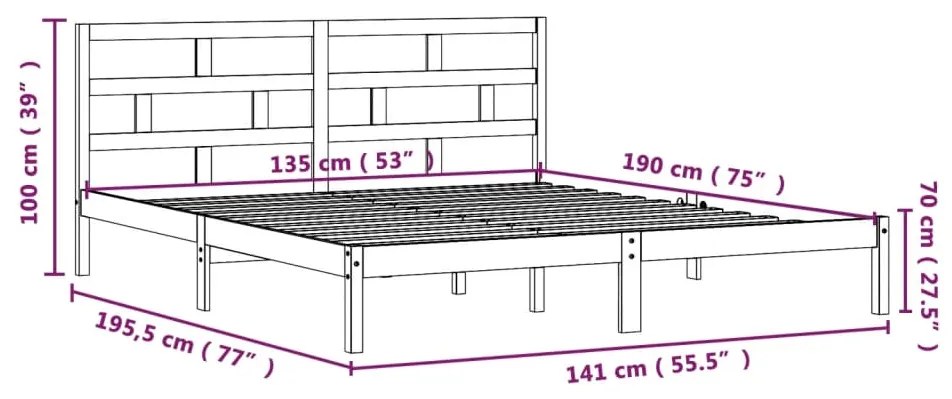 ΠΛΑΙΣΙΟ ΚΡΕΒΑΤΙΟΥ 135 X 190 ΕΚ. ΑΠΟ ΞΥΛΟ ΠΕΥΚΟΥ 4FT6 DOUBLE 3101193