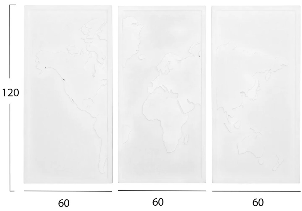 ΠΙΝΑΚΑΣ 3-ΠΤΥΧΟΣ WORLD MAP SANTORINI HM4504 MDF ΣΕ ΥΠΟΛΕΥΚΟ ΧΡΩΜΑ 180x4(πάχος)x120Υεκ.
