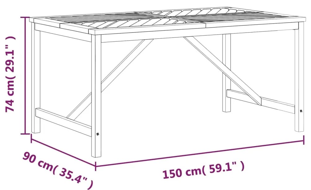 ΤΡΑΠΕΖΑΡΙΑ ΚΗΠΟΥ 150 X 90 X 74 ΕΚ. ΑΠΟ ΜΑΣΙΦ ΞΥΛΟ ΑΚΑΚΙΑΣ 362241