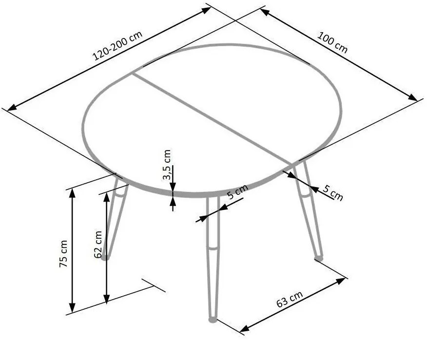 Τραπέζι Houston 567, Άσπρο, Μελί δρυς, 75x100x120cm, 51 kg, Επιμήκυνση, Ινοσανίδες μέσης πυκνότητας, Μέταλλο | Epipla1.gr