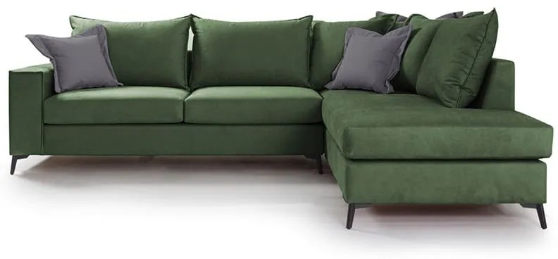 Γωνιακός καναπές αριστερή γωνία Romantic pakoworld ύφασμα ανθρακί-κυπαρισσί 290x235x95εκ