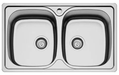 Karag BL 808 Νεροχύτης Κουζίνας Διπλός Inox Σατινέ Ανοξείδωτο Ατσάλι 800 x 480 mm