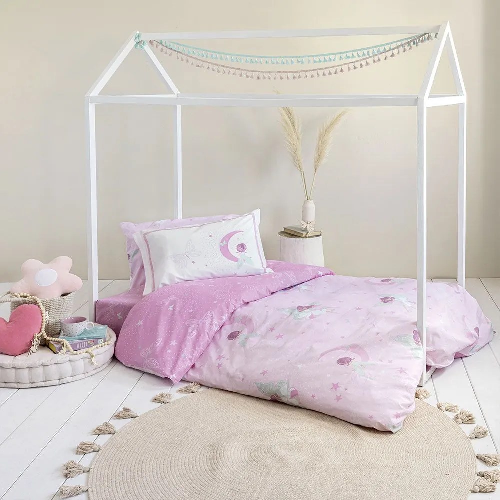 Σεντόνια Παιδικά Fairy Night (Σετ 3τμχ) Pink Nima Single 170x255cm 100% Βαμβάκι